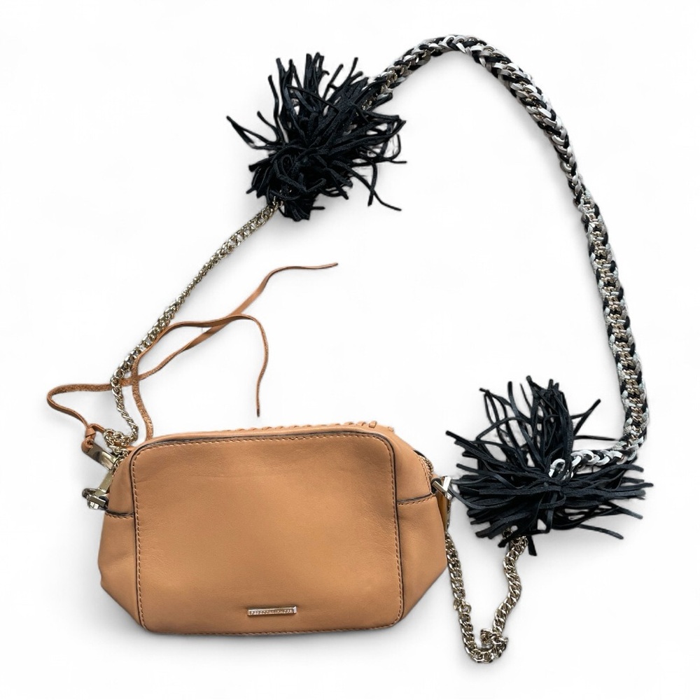 Rebecca Minkoff Tan Crossbody Bag with Chain and Tassels